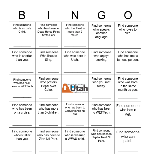 Find Someone Who Bingo Card