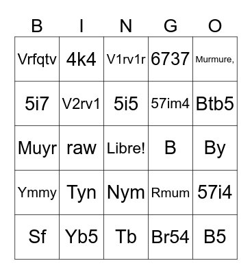 Verbs au Présent Bingo Card