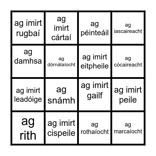 Caitheamh Aimsire Bingo Card