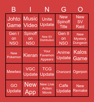 2-27-2024 Pokemon Presents Bingo Card