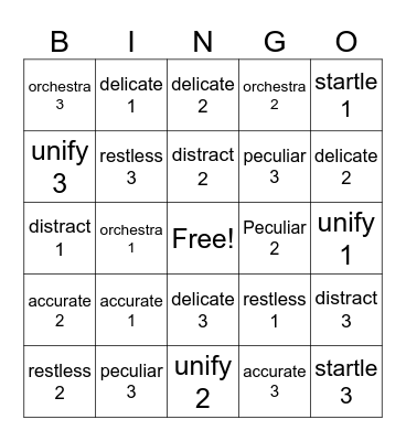 4th bingo Card