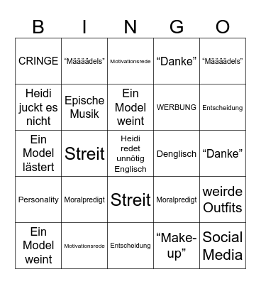GNTM 2024 Bingo Card