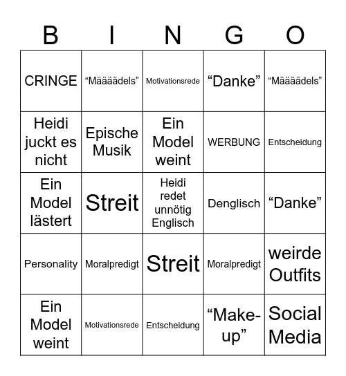 GNTM 2024 Bingo Card