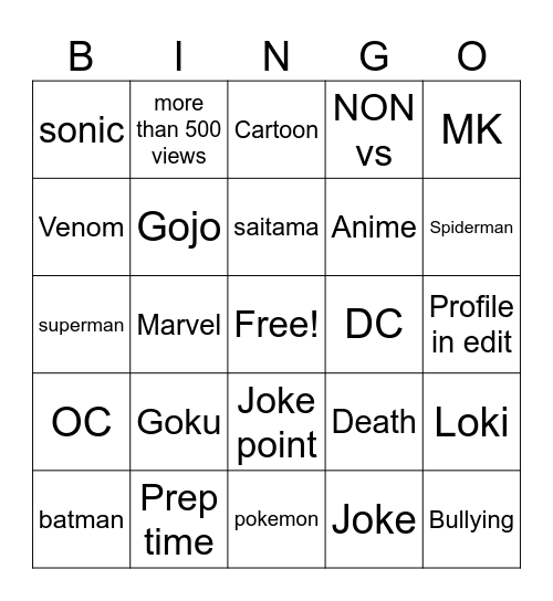 Untitled Bingo Card