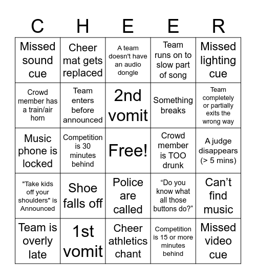 Cheer Bingo! Bingo Card