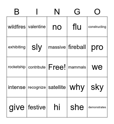Wilson 5.1 (and previous review words) Bingo Card