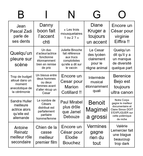 Bongo Césars 2024 part II Bingo Card