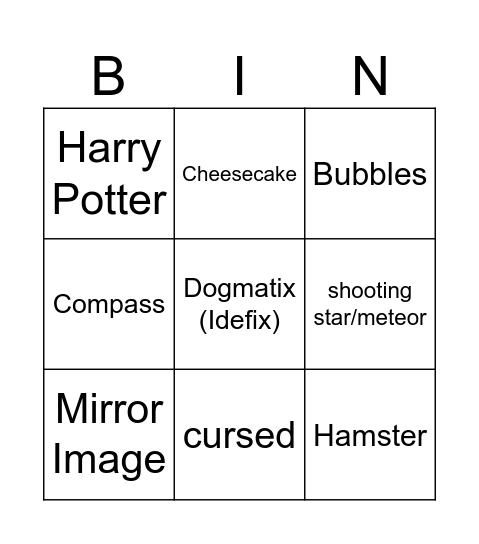 Idefix Bingo Card