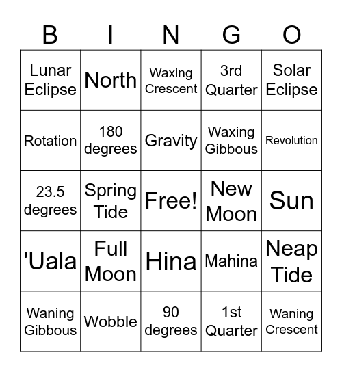 Moon/Tide/Eclipse Bingo Card