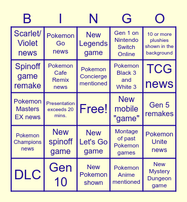 Pokemon Day 2024 Bingo Card