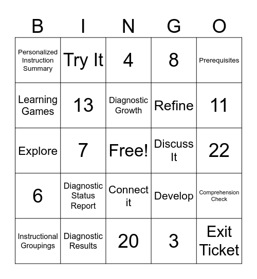 i-Ready Bingo Card