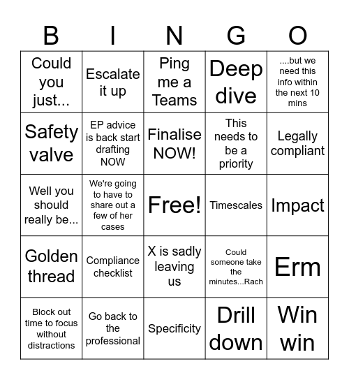 Bullshit Bingo! Bingo Card