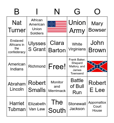 Civil War Review Bingo Card
