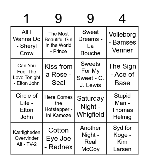 Pernilles 94'er Bingo! Bingo Card