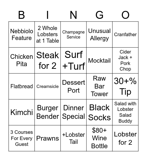 Mooring Bingo Card