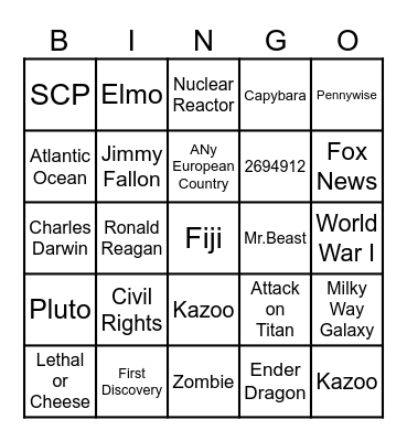 Infinite Craft Bingo Card