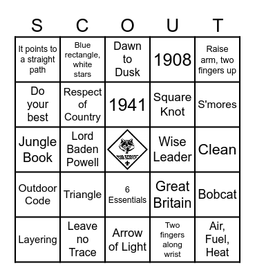 Scouting Bingo Card