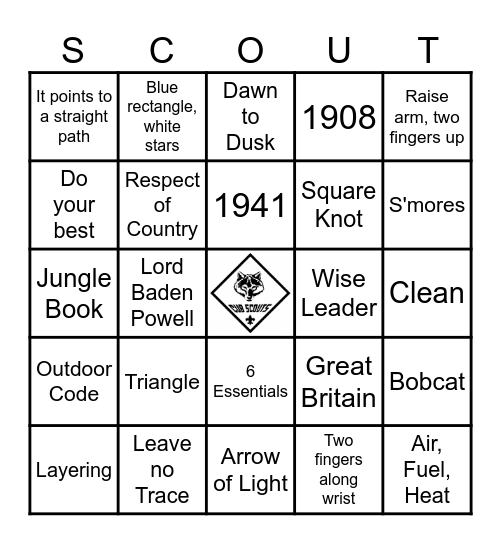 Scouting Bingo Card