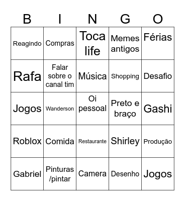 Gashi Bingo Card