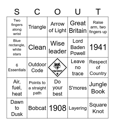 Scouting Bingo Card