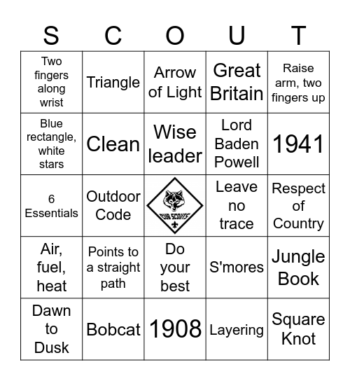Scouting Bingo Card