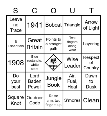 Scouting Bingo Card