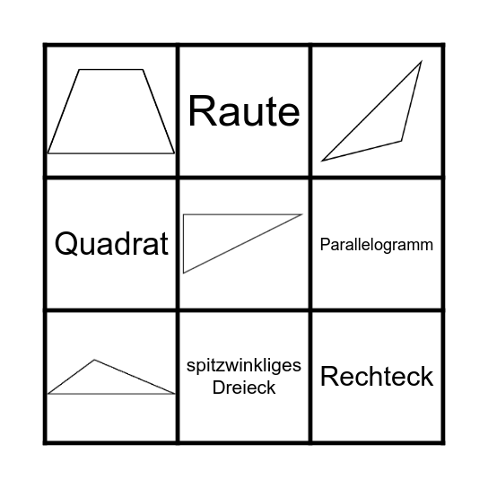 BINGO - DREIECKE UND VIERECKE Bingo Card