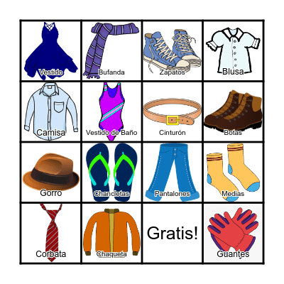 Loteria: La Ropa Bingo Card