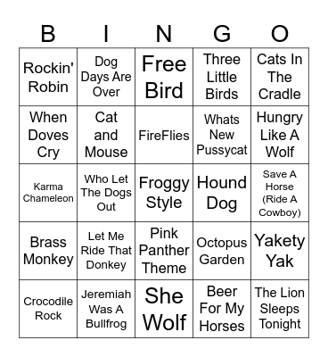 Animals Bingo Card