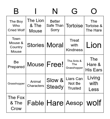 FABLES Bingo Card
