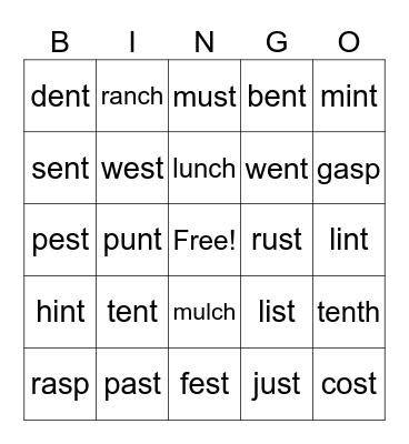AAR1 Lesson 24 Bingo Card