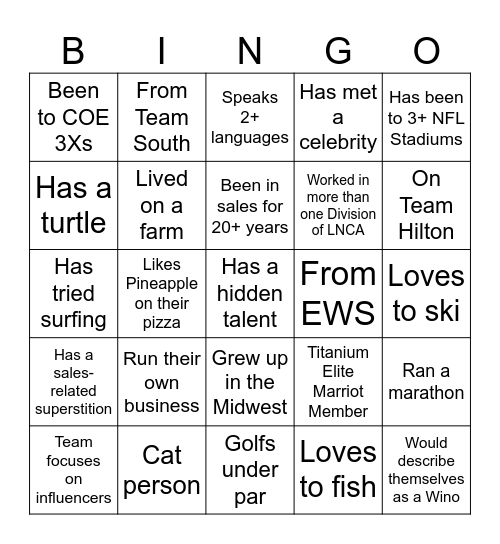 Super Sales Bingo Card