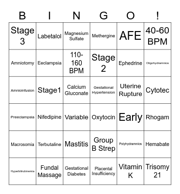 OB Bingo Card