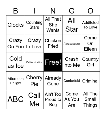 C and A Bingo Card