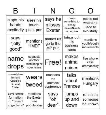 Barnabas Bingo Card