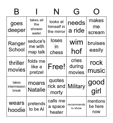 Ben Ben Ben Bingo Card