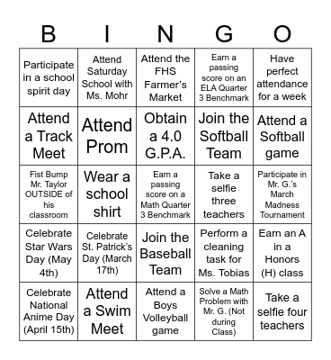 Mr. G.'s 2024 Bingo Card