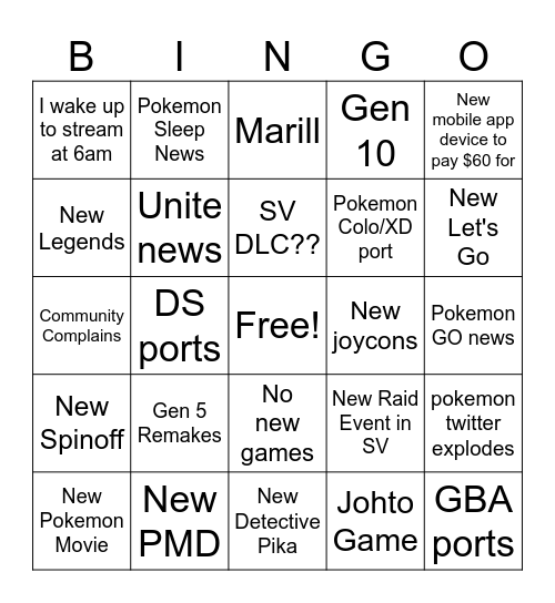 P Presents Bingo Card