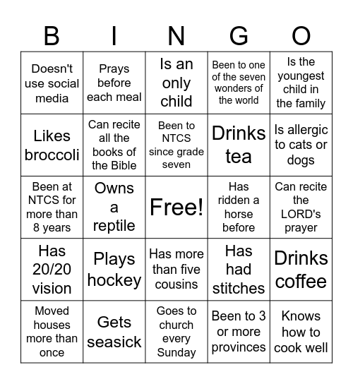 SED Bingo Card