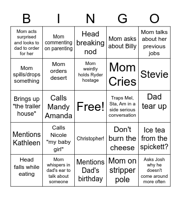 The party at the party Bingo Card