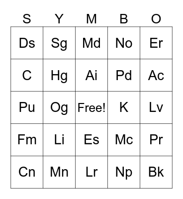 CURANIAN SYMBO Bingo Card
