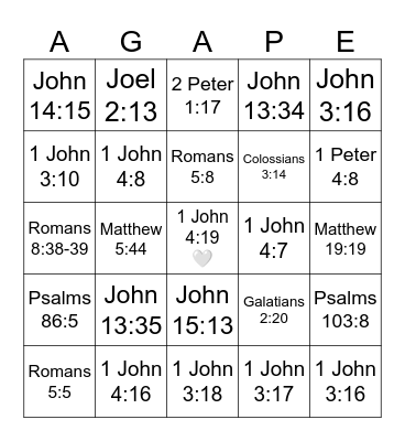 God's Love Bingo Card