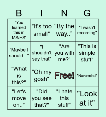 Dr. Xu Bingo Card