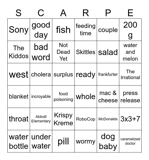 Samuel Bingo Card