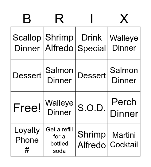 BRIX Blackout Bingo Card