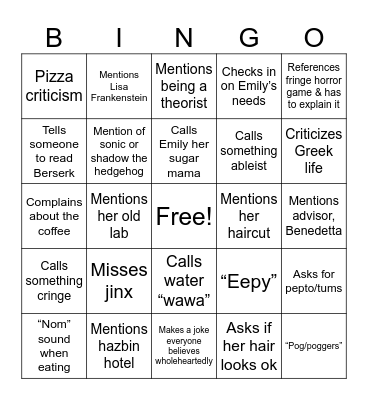 VIOLET Bingo Card