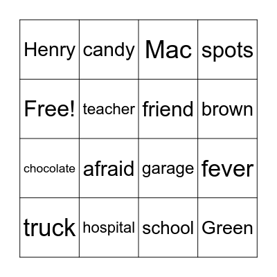 Chocolate Fever Bingo Card