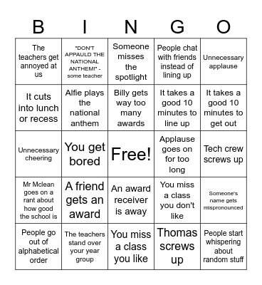 PRESENTATION DAY Bingo Card