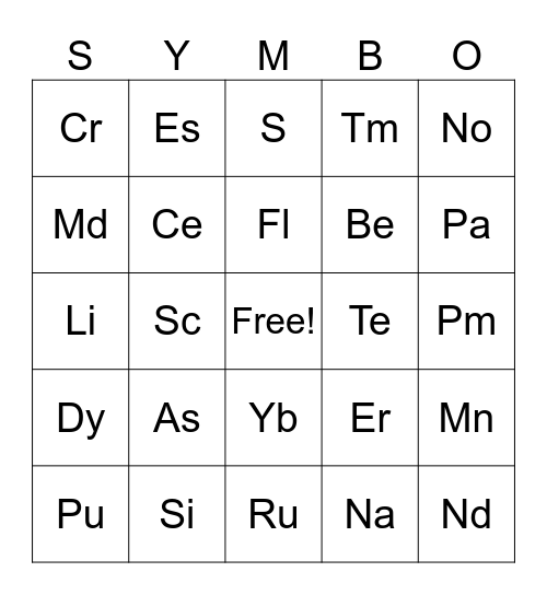 CURANIAN SYMBO Bingo Card