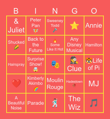 2024/2025 Orpheum Bingo Card